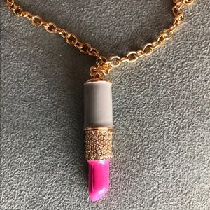 Kate Spade Long, Gold Lipstick Necklace